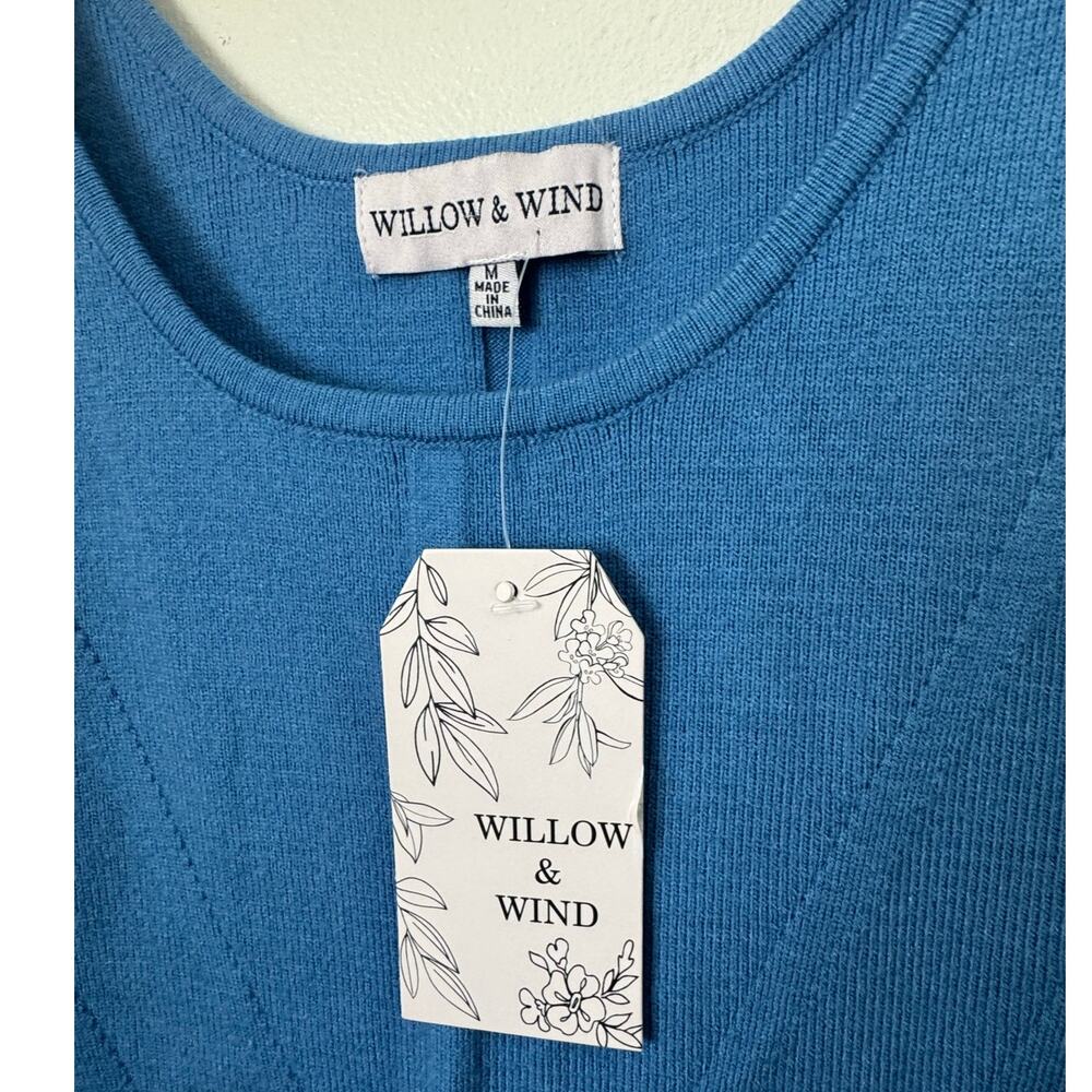 NWT Willow & Wind Blue Knit Maxi Bodycon Dress Medium Side Slit - Picture 2 of 11